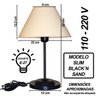 Abajur Slim Black´N Sand Luminária de Mesa Fino Quarto Sala - Cúpula Bege - 2