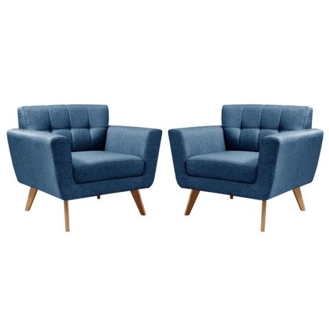 Kit 2 Poltronas Bruna Cor:Linho Azul 330