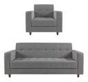 Ver imagem 1 de Kit Sofá 3 Lugares + Poltrona Verona - Suede - Cinza