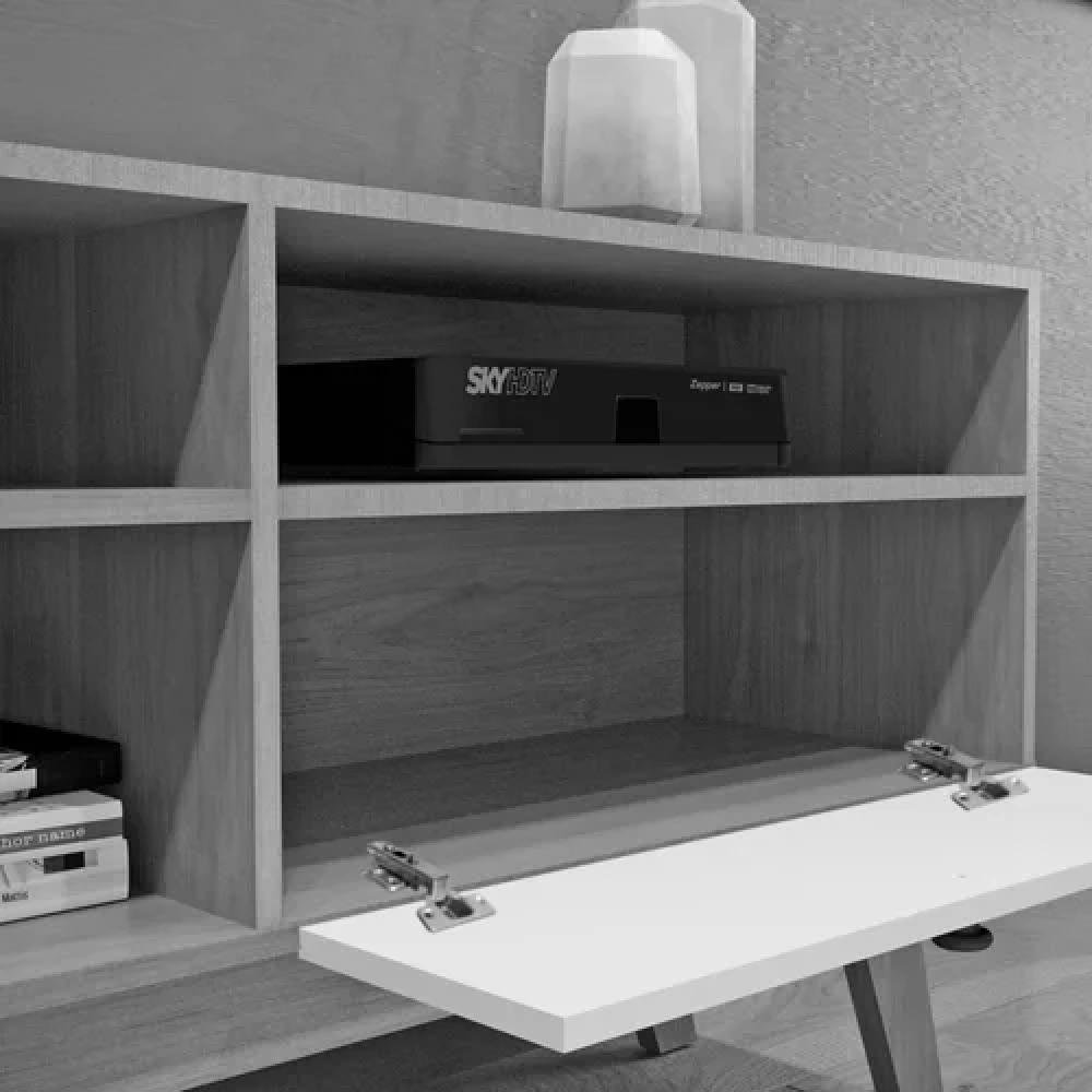 Home Theater Rack Para TV 50 Polegadas Sala Quarto 1 Porta 3 Nichos MDP ...