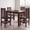 Ver imagem 1 de Conjunto Mesa de Jantar 90 x 75 cm com 4 Cadeiras - Castanho