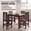 Ver imagem 2 de Conjunto Mesa de Jantar 90 x 75 cm com 4 Cadeiras - Castanho
