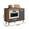 Armário para Cooktop 4 Bocas 1 Porta Carvalho Nature Cinza Fit Nicioli - 4