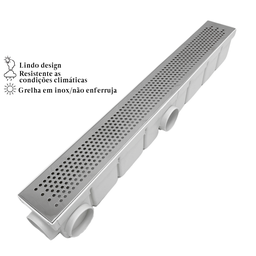 Ralo Linear Quintal Varanda 6x50 Bolinha Cocho Branco - 4