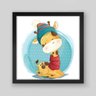 Quadro Infantil Cute Baby Giraffe - 30x30cm - Moldura Padrão Preto - 1