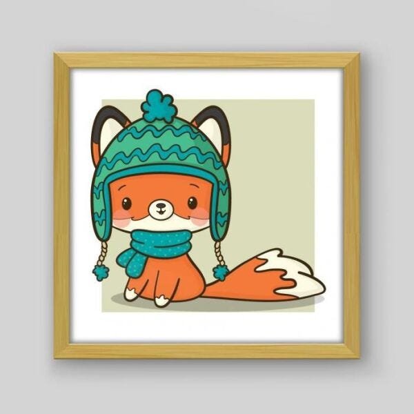 Quadro Infantil Inverno II - 60x60cm - Moldura Caixa Madeira - 1