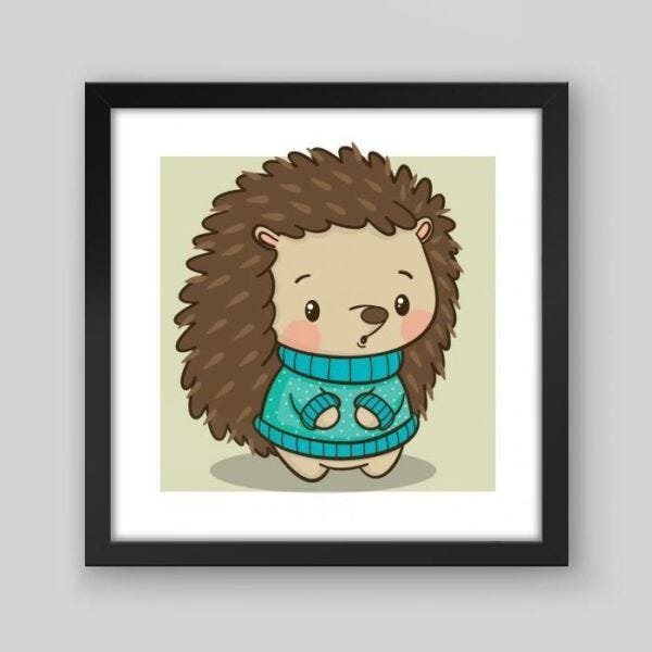 Quadro Infantil Inverno III - 30x30cm - Moldura Padrão Preto - 1