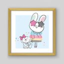 Ver imagem 1 de Quadro Infantil Coelhinha - 20x20cm - Moldura Padrão Madeira