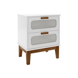 Kit 2 Mesas de Cabeceira 2 Gavetas Santorini Branco 45 Cm com Tela Indiana - 4