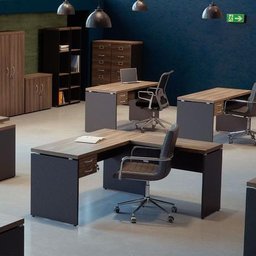 Armário Baixo para Escritório 2 Portas Pandin Móveis PE40 Walnut - 2