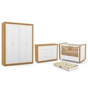 Ver imagem 1 de Dormitório Tutto New 4 Portas, Cômoda 1 Porta, Berço Branco Soft/Freijó com Colchão D18 - Matic Móve