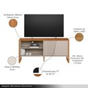 Ver imagem 3 de Rack Bancada Decorativo Gael Mdp/mdf Tv até 55 Polegadas Porta Nature/off White G77 - Gran Belo