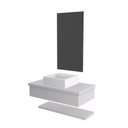 Ver imagem 1 de Conjunto Bancada C-cuba Q39, Prateleira e Espelheira Metrópole 806 Perffect Acetinado Branco Chess
