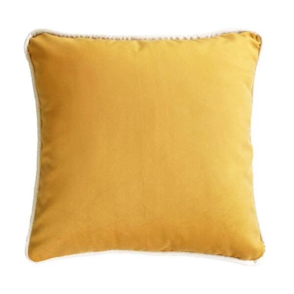 Almofada De Veludo Mostarda E Cinza 45X45 Cm - 2