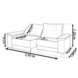 Sofá Retrátil e Reclinável Living Maittê 2,50m Veludo Bege - 5
