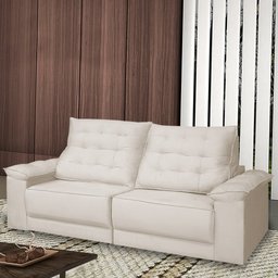 Sofá Retrátil e Reclinável Living Maittê 2,50m Veludo Bege - 1