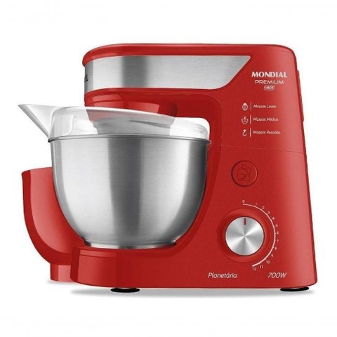 Batedeira Planetária Premium Inox BP-02P-R-Ti 4,5L 700W 12 Velocidades Vermelho-Inox 110V