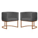 Ver imagem 1 de Kit 2 Poltrona Reforçada Decorativa Sala Gabriela Base Ferro Bronze Suede Cinza