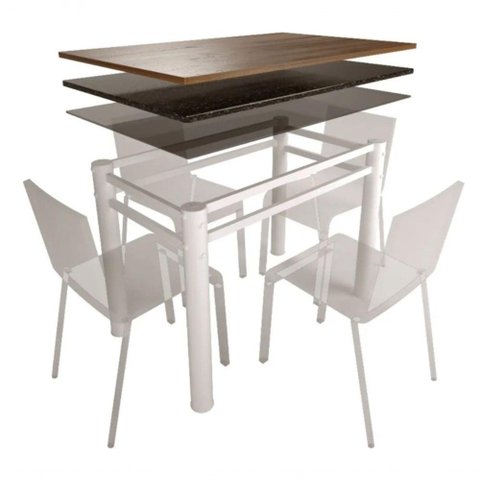 Base Retangular para Mesa Jantar Branco1.20mt Ref. Cv01