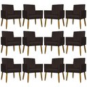 Ver imagem 1 de Kit 12 Poltronas Decorativas Mari Pé Palito Castanho - Marrom Suede