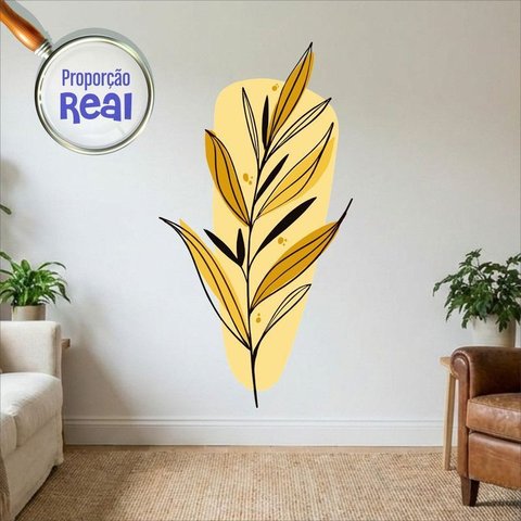 Adesivo Floral Boho Amarelo Estilo Nórdico 79x150 Minimalista Mod.03