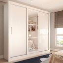 Ver imagem 1 de Guarda-roupa Casal Cali Slim 3 Portas com Espelho Branco - Panorama Móveis