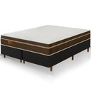 Ver imagem 1 de Cama Box Preta + Colchão King Size Bio Magnético Tabaco Massageador e Ortopédico Espuma D33