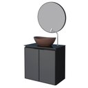 Ver imagem 1 de Conjunto Banheiro Aço Gabinete Umbu 60 Com Cuba Bali Marrom Espelho Luna Cozimax Preto