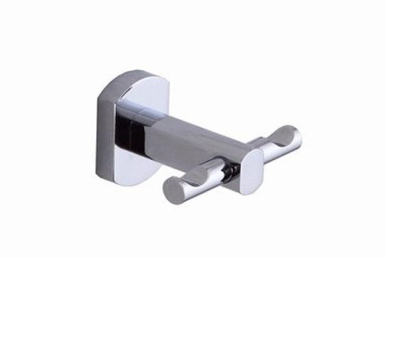 Porta Toalha Gancho Duplo Metal Cromado Acabamento Oval - 1