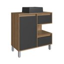 Ver imagem 1 de Gabinete Banheiro 80cm Paula Mel Grafite Cuba Preta Gavetas 1 Porta e 1 Nicho