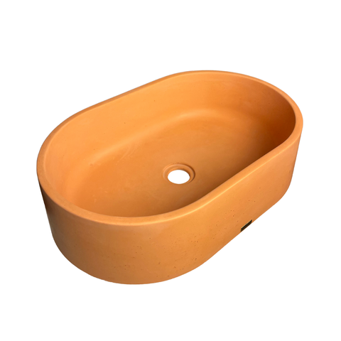Cuba Terracota de Apoio Oval Sobrepor Pia Lavabo Rústica Concreto Grande