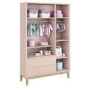 Ver imagem 3 de Quarto de Bebê Classic 3 Portas Cômoda Gaveteiro Rosa com Pés Madeira Natural - Reller
