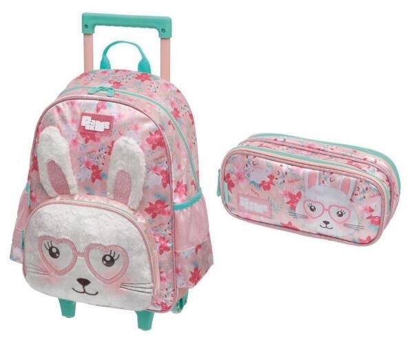 Kit Mochila Infantil Esoclar Rodinha Gatinho Glitter Yepp - Kit