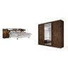 Quarto de Casal com Guarda-Roupa 3 Portas 6 Gavetas e Cabeceira com 2 Mesas de Apoio Renata Espresso - 2