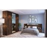 Quarto de Casal com Guarda-Roupa 3 Portas 6 Gavetas e Cabeceira com 2 Mesas de Apoio Renata Espresso - 1