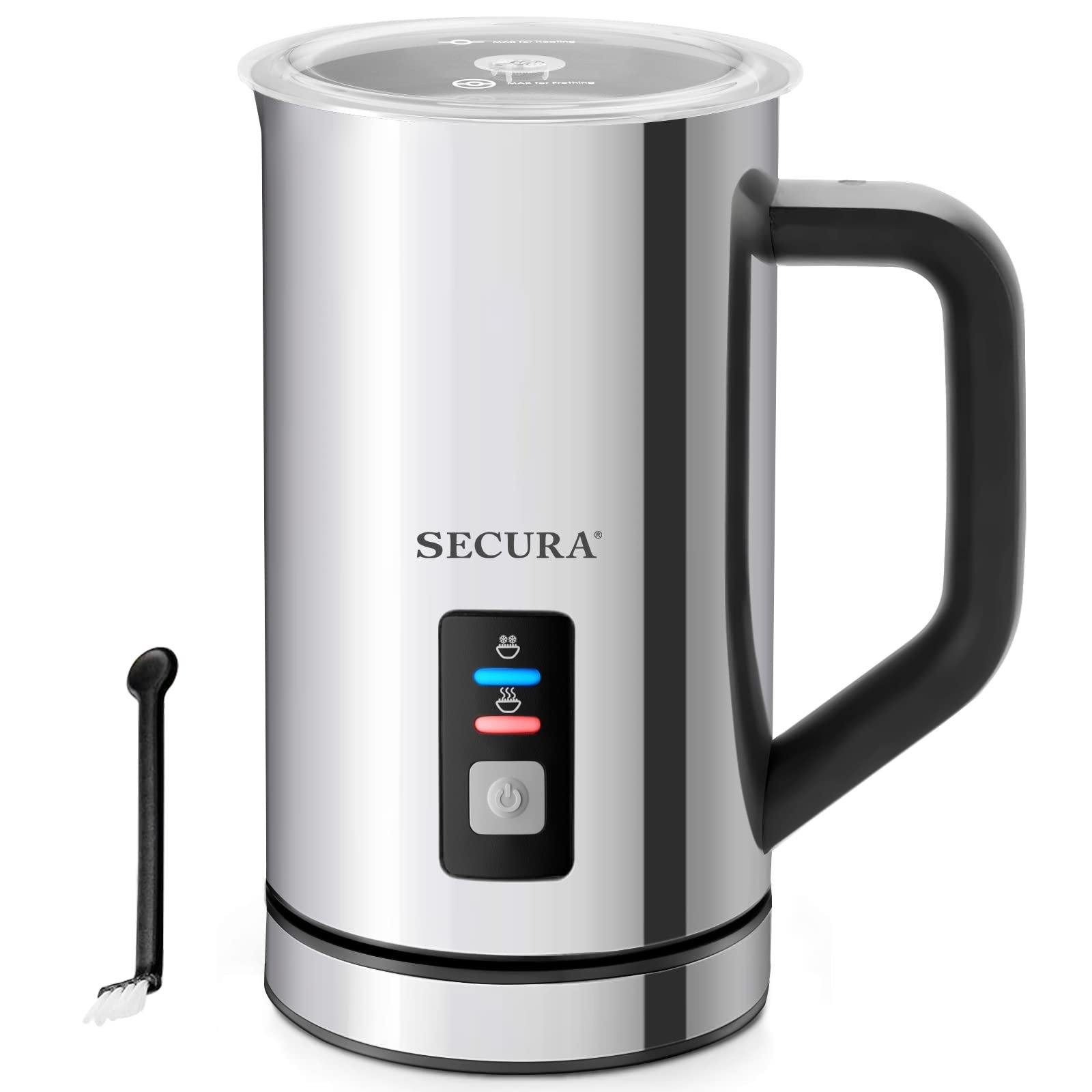 Secura Espumador de Leite Elétrico 8.4oz com Função Quente e Frio (inox)