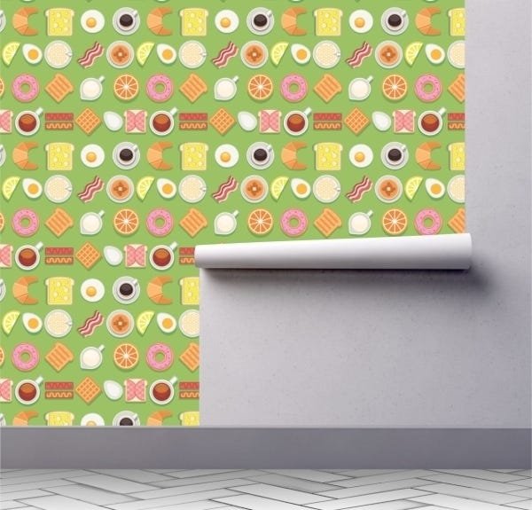 Papel de parede cozinha café da manhã comida pão doces A146 - 2