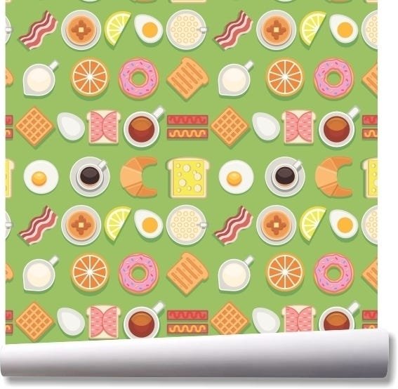 Papel de parede cozinha café da manhã comida pão doces A146 - 1