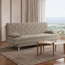 Ver imagem 1 de Sofá Cama para Sala de Estar Quarto 193cm Lia M03 Suede Bege - Lyam Decor