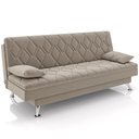 Ver imagem 2 de Sofá Cama para Sala de Estar Quarto 193cm Lia M03 Suede Bege - Lyam Decor