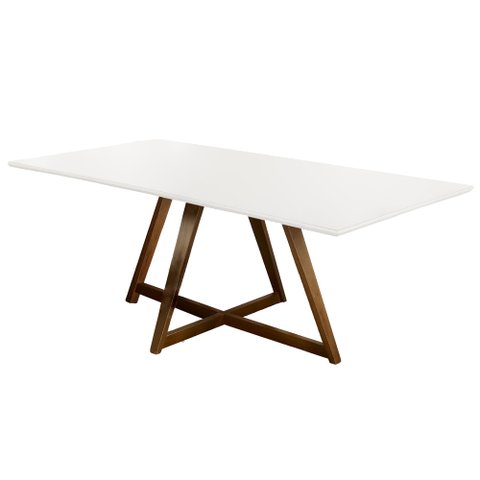 Mesa de Jantar Liana com Vidro Mmj-as As-castanho Claro/branco Laca 1,60m