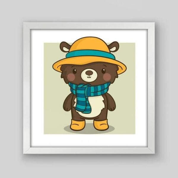 Quadro Infantil Inverno I - 30x30cm - Moldura Padrão Branco - 1