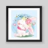 Quadro Infantil Coelinho Cute - 30x30cm - Moldura Caixa Preto - 1