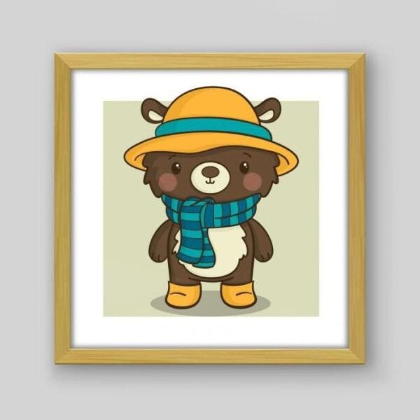Quadro Infantil Inverno I - 20x20cm - Moldura Caixa Madeira - 1
