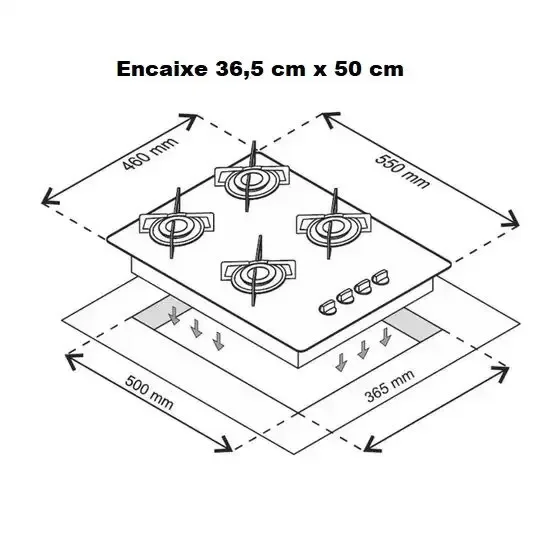 Cooktop 4 Bocas Bivolt Branco Marmorizado Chapa | Chamalux - 3