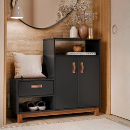 Sapateira Criado Multiuso 8 Pares Design Moderno:preto - 4