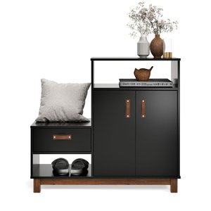 Sapateira Criado Multiuso 8 Pares Design Moderno:preto