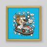 Quadro Infantil Bear Car - 20x20cm - Moldura Padrão Madeira - 1
