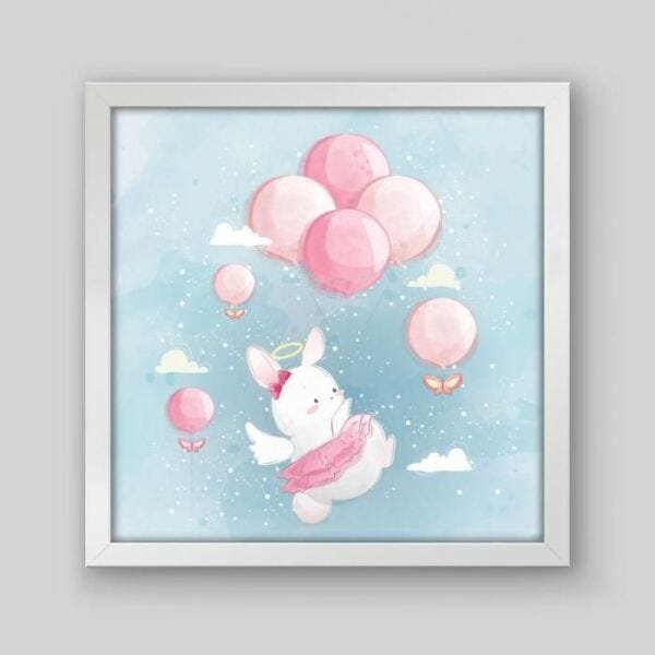 Quadro Infantil Angelical - 30x30cm - Moldura Padrão Branco - 1