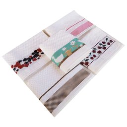 Kit Pano de Copa Lmpeter Atoalhado com Barra Decorada Jacquard 45cmx70cm(02 Unidade)branco - 7